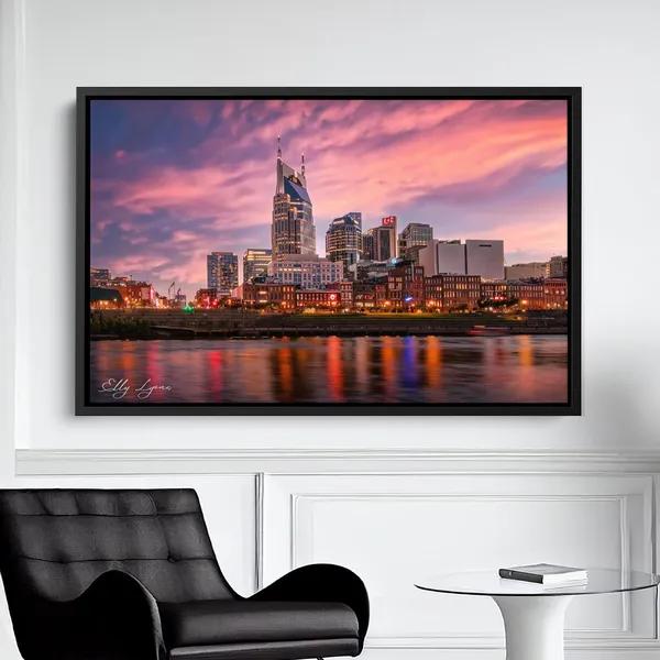 Nashville Skyline Sunset Travel Poster