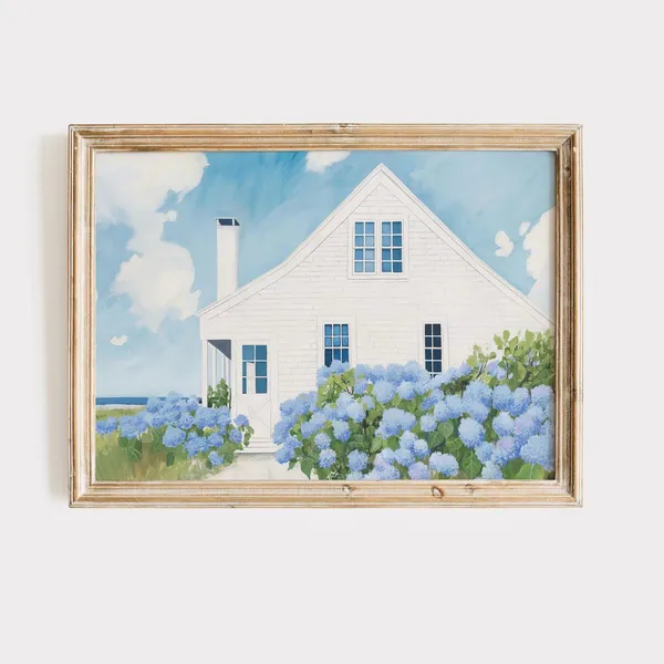 Beach Cottage Painting Coastal Wall Art, East Coast