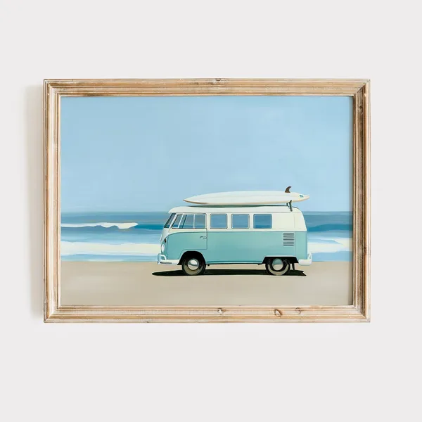Vintage Van Coastal Wall Art, Beachy East Coast Print