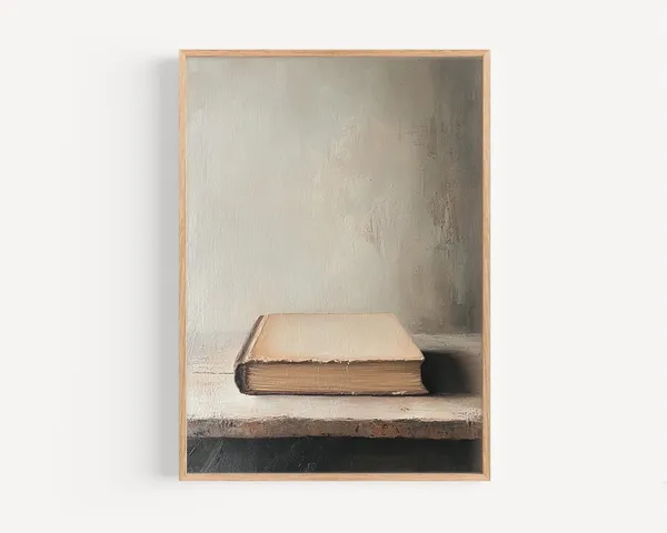 Bible On Wooden Table, Vintage Christian Art Print