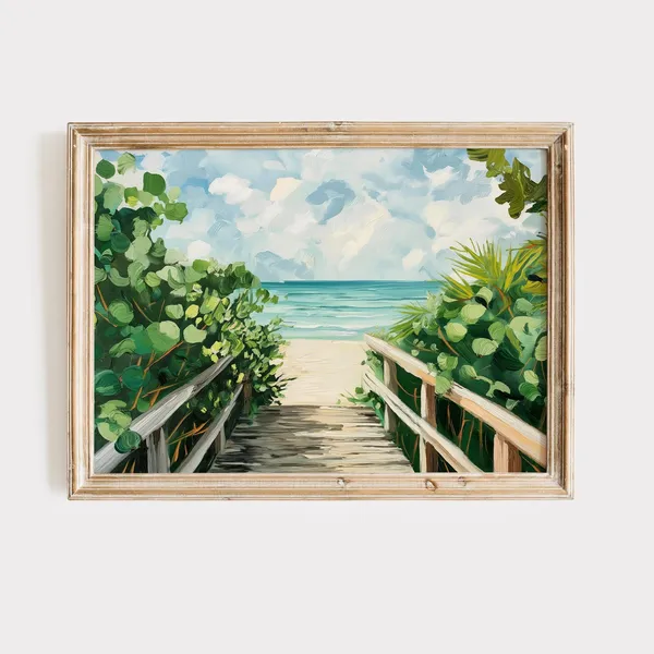 Beach Walk Vintage Florida Travel Poster