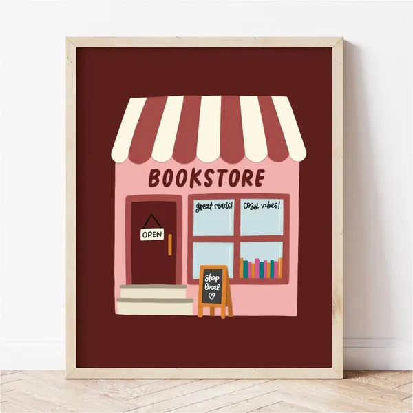 Bookstore Storefront Art Print, Bookish Gift
