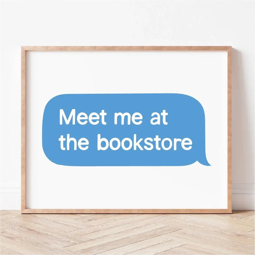 Meet Me At The Bookstore Art Print, Bookish Gift