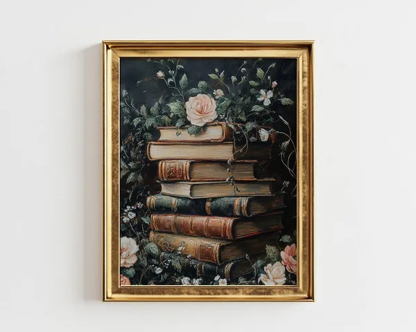 Dark Academia Books And Flowers Art Print, Cottagecore
