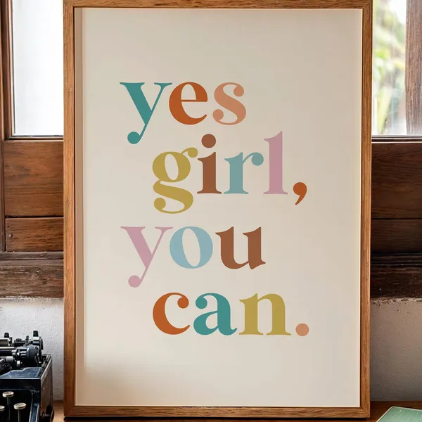 Yes Girl You Can Motivational Poster, Boho Nursery