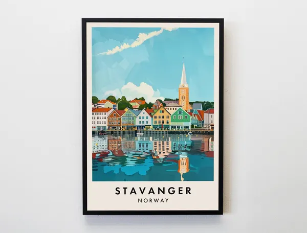 Stavanger Travel Poster, Norway Lovers Home Decor
