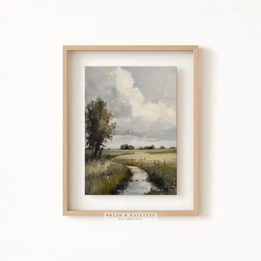 Rustic Countryside Landscape Art Print, Farm Meadow - Image 2
