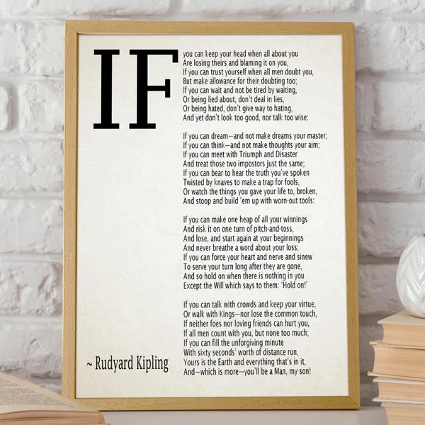 If by Rudyard Kipling Typography Quote Art Print
