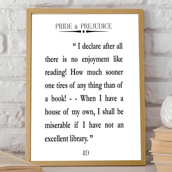 Pride and Prejudice Quote, Jane Austen Art Print