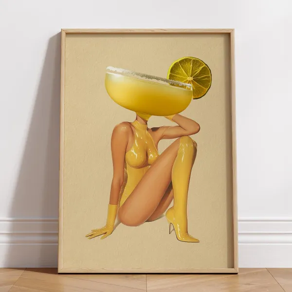 Retro Cocktail Margarita Bar Cart Art Print