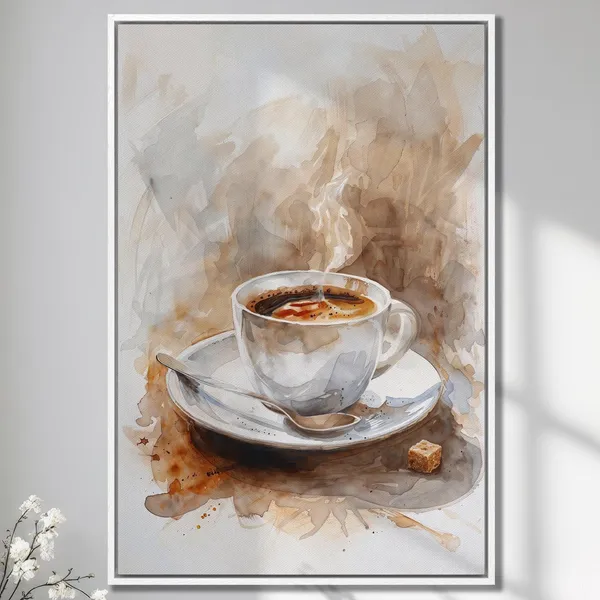 Coffee Cup Watercolor Print, Modern Kitchen Decor