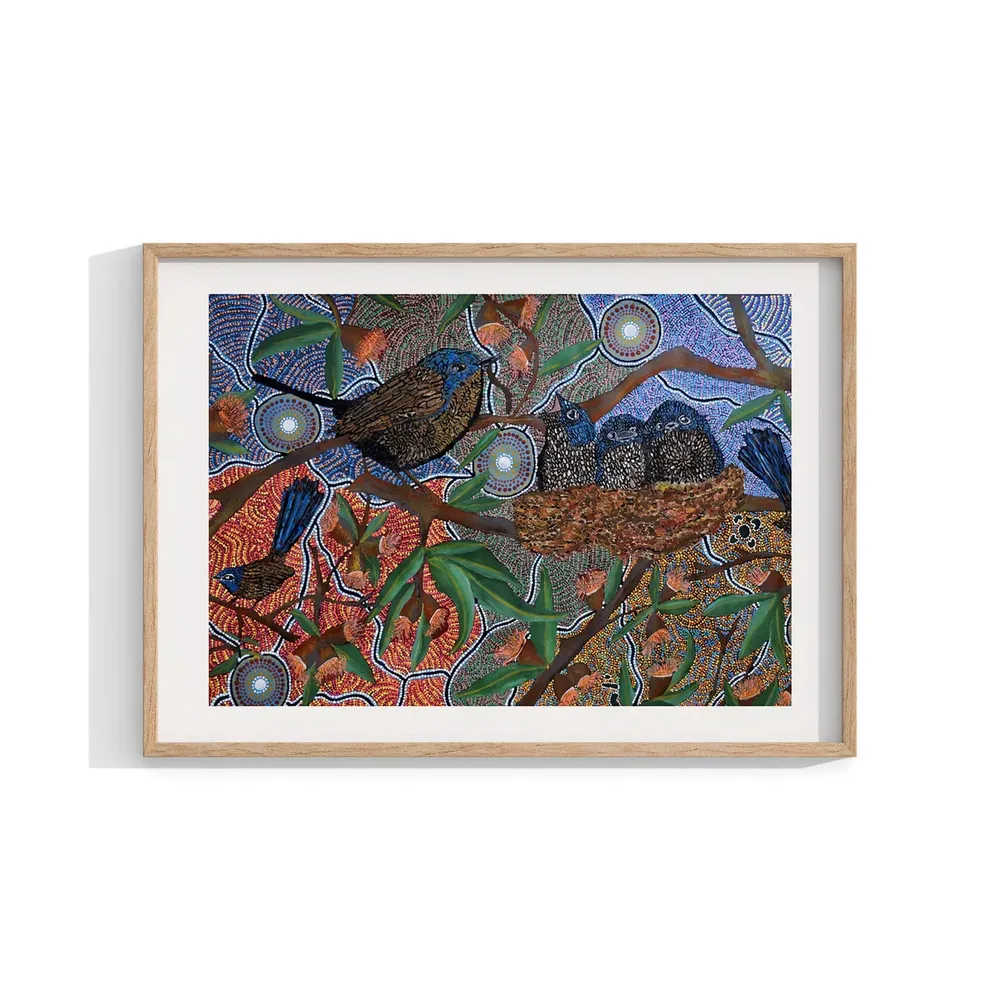 Aboriginal Birds Art Print, Contemporary Decor