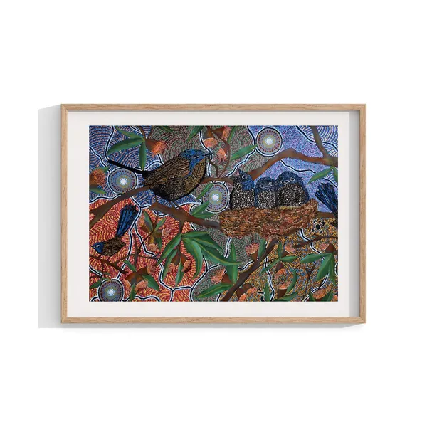 Aboriginal Birds Art Print, Contemporary Decor