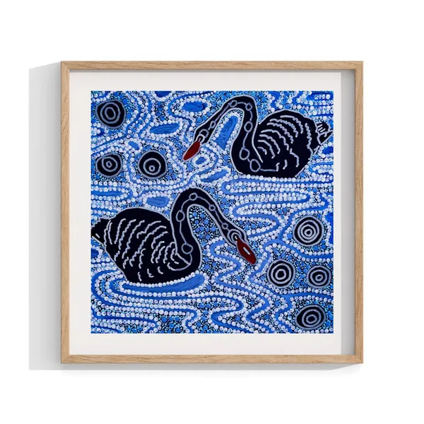 Aboriginal Swans, Indigenous Australian Art Print