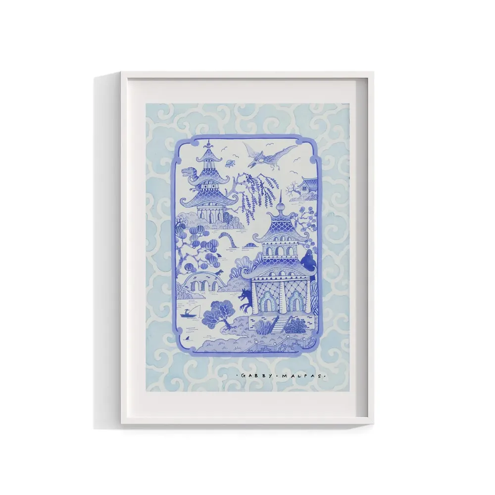 Chinoiserie Watercolor Art Print, Chinese Decor