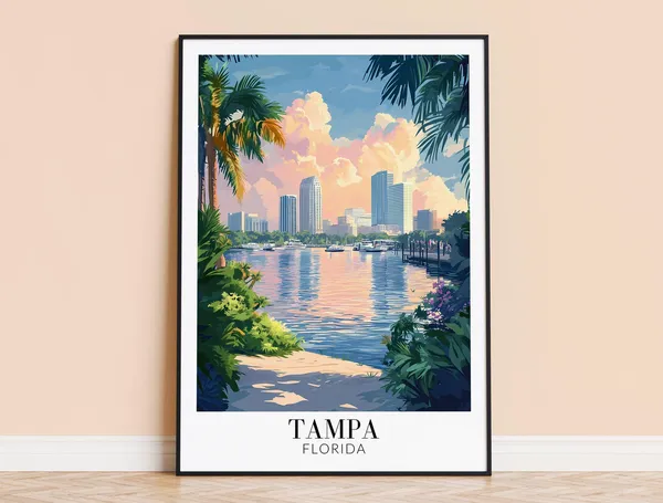 Tampa Travel Poster, Florida Home Decor