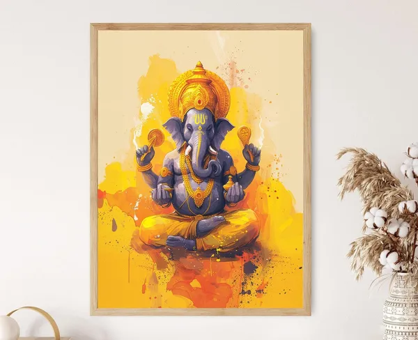 Lord Ganesha Vibrant Handcrafted Wall Art Print