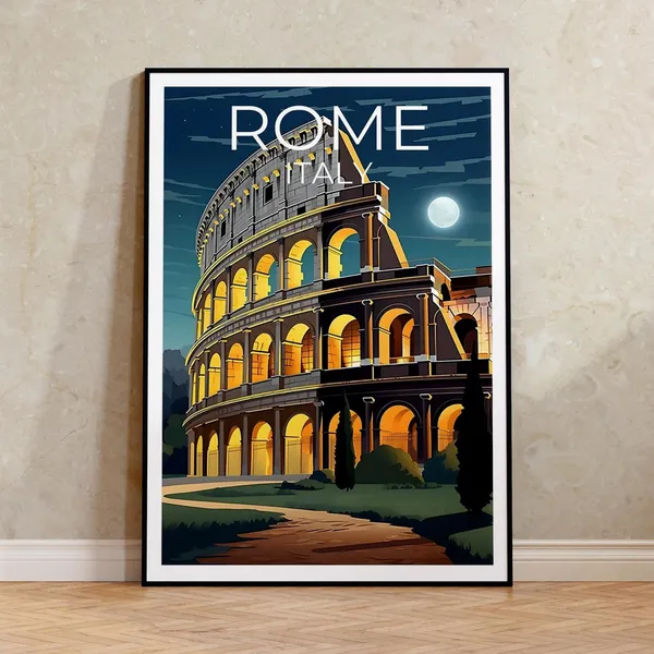 Rome Travel Poster, Colosseum City Print