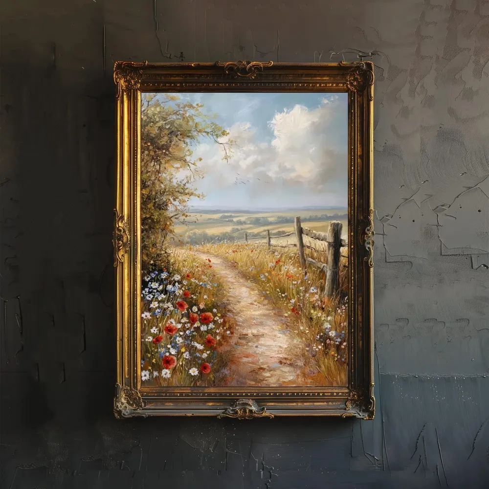 Vintage Forgotten Country Road Art Print, Rustic Landscape