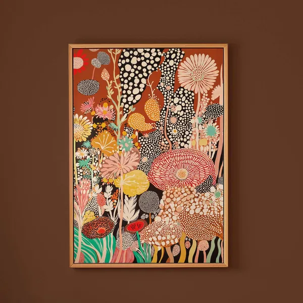 Yayoi Kusama-Inspired Mid Century Polka Floral Poster