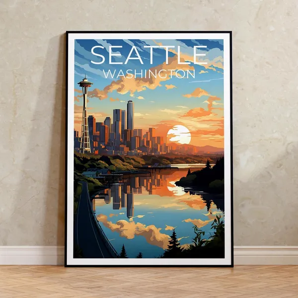 Seattle Travel Poster, Washington State Art Print