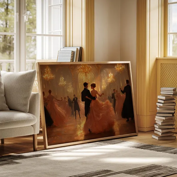 Elegant Ballroom Waltz, Vintage Dance Art Print