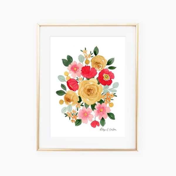 Watercolor Floral Print, Botanical Wall Art
