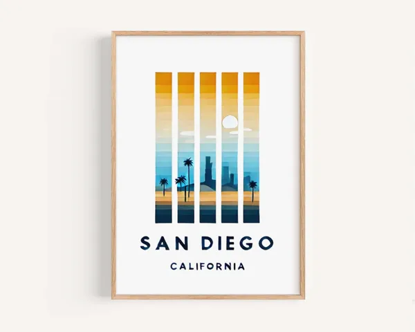 San Diego Travel Poster, Coastal Cali Wall Decor