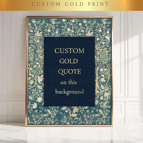 William Morris Floral Custom Text Wall Art Print