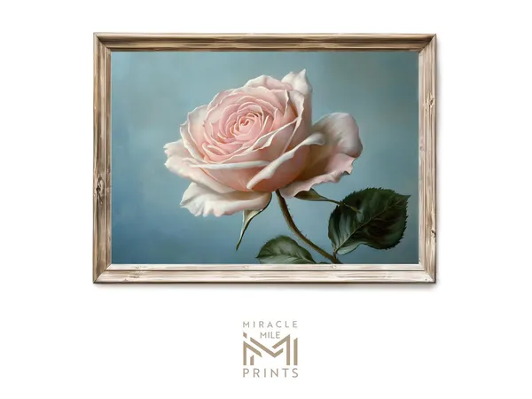 Pink Rose Modern Oil Painting, Floral Decor
