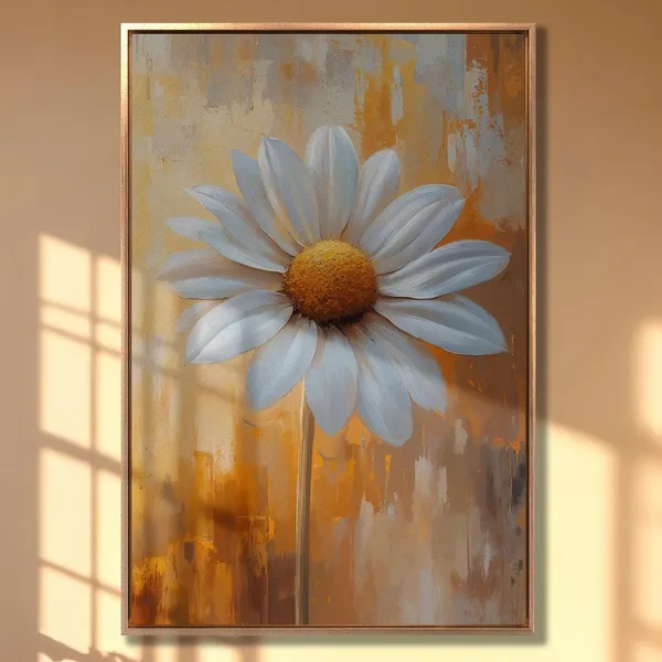 White Daisy Botanical Art Print, Modern Floral