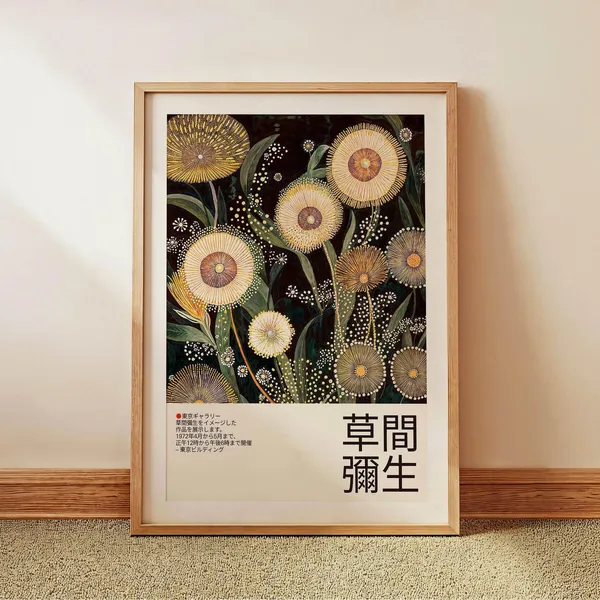 Kusama-Inspired Floral Art Print, Japanese Dandelion
