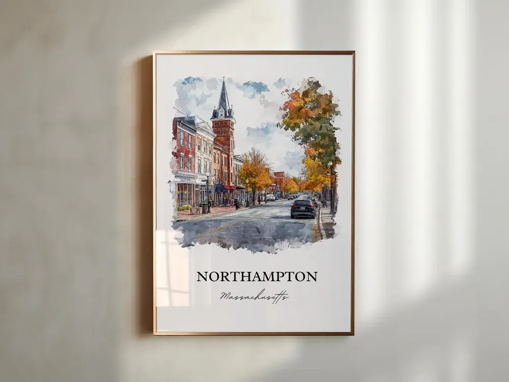 Northampton MA Travel Poster, Hampshire County Print - Image 5