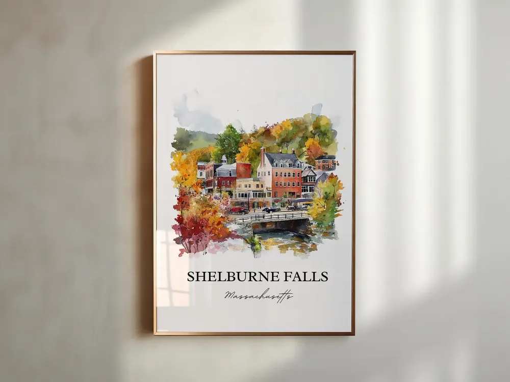 Shelburne Falls Travel Poster, Franklin County Watercolor - Image 4