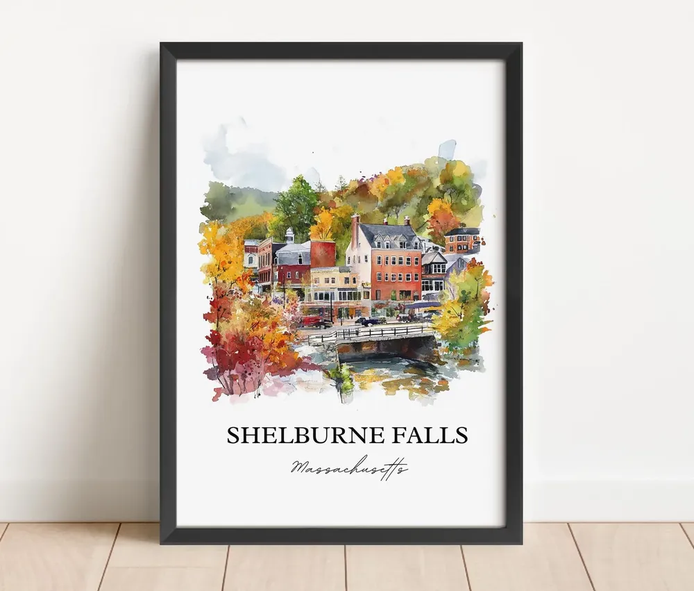 Shelburne Falls Travel Poster, Franklin County Watercolor - Image 6