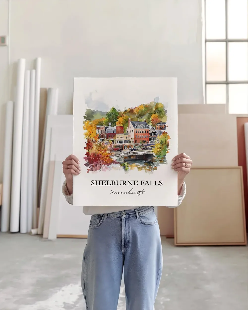 Shelburne Falls Travel Poster, Franklin County Watercolor - Image 3
