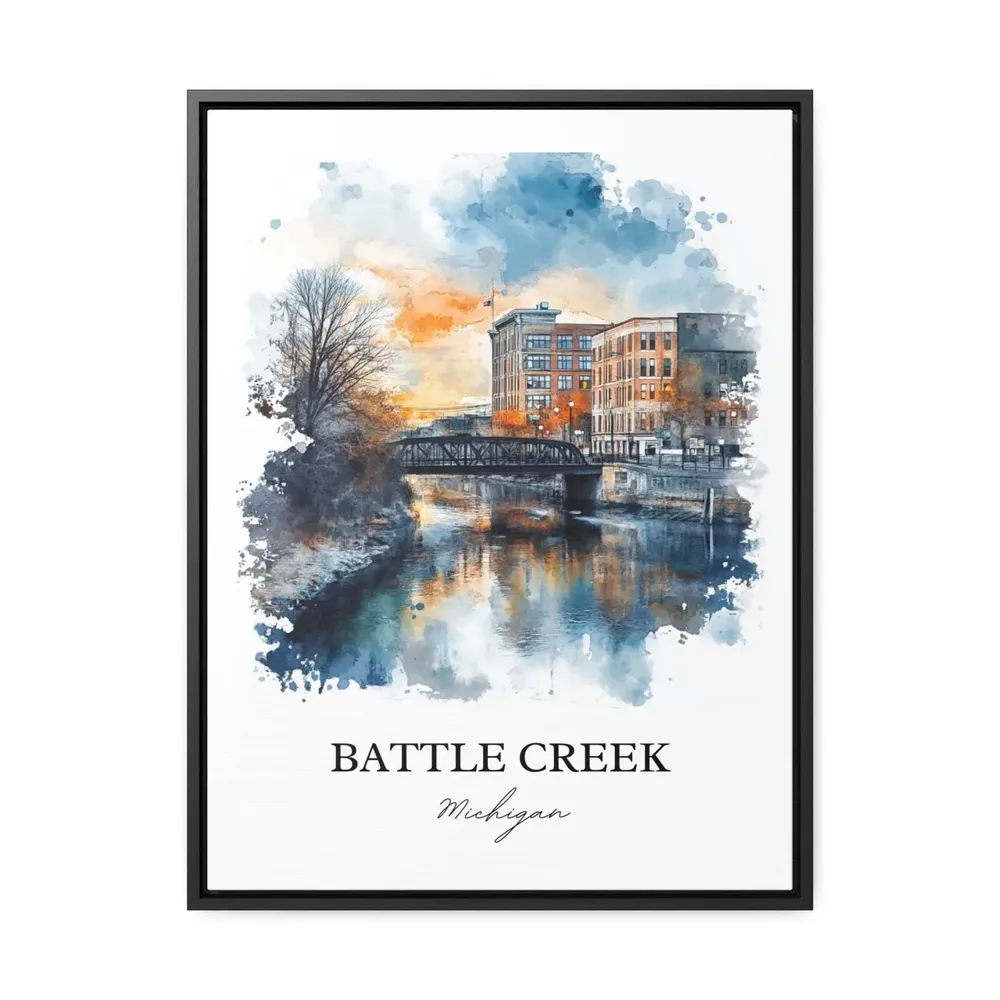 Battle Creek MI Watercolor Travel Poster, Calhoun County - Image 2