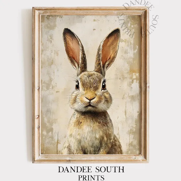 Vintage Bunny Farmhouse Spring Rabbit Art Print