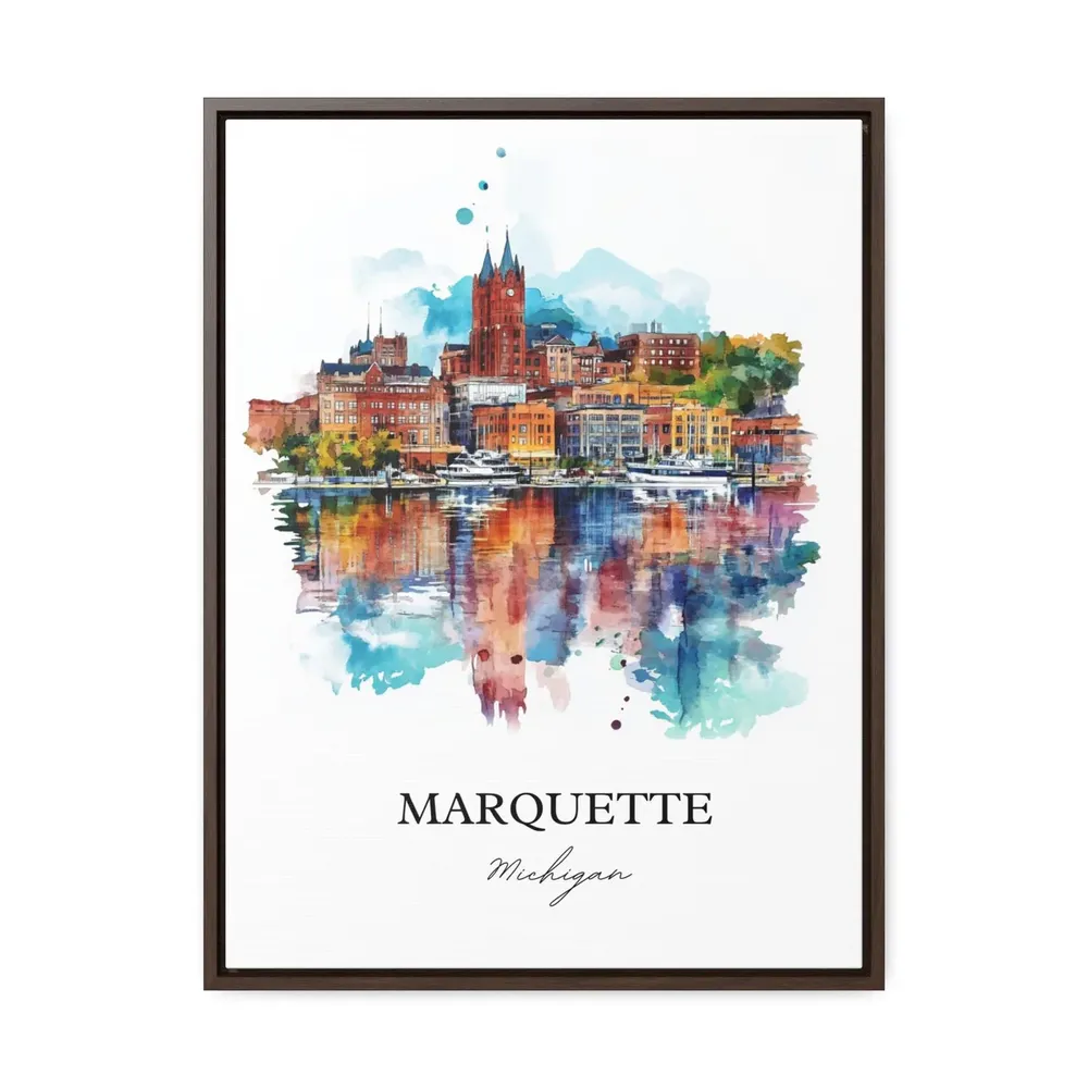 Marquette Michigan Lake Superior Watercolor Travel Poster - Image 2