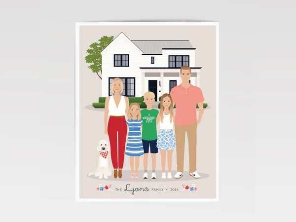 Custom Family And Home Portrait Wall Art Print