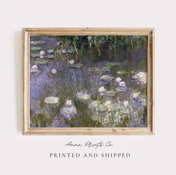 Claude Monet Water Lilies, Vintage Impressionist Art Print