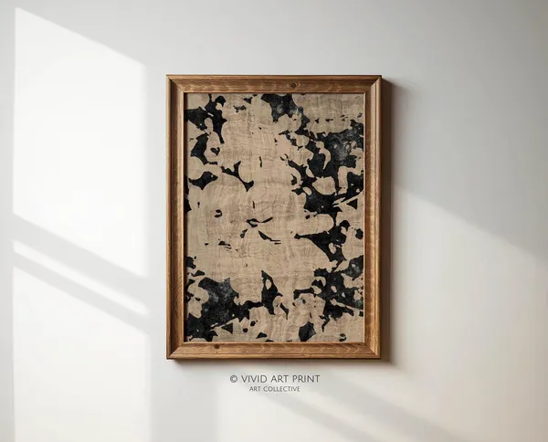 Vintage Abstract Floral Pattern, Rustic Minimalist Art Print