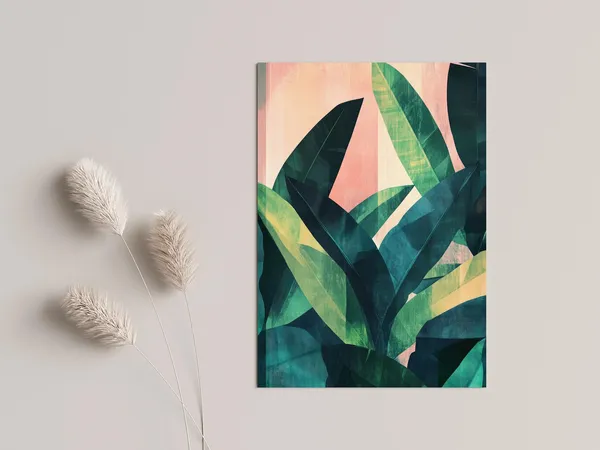 Tropical Leaves Poster, Boho Living Room Art Print