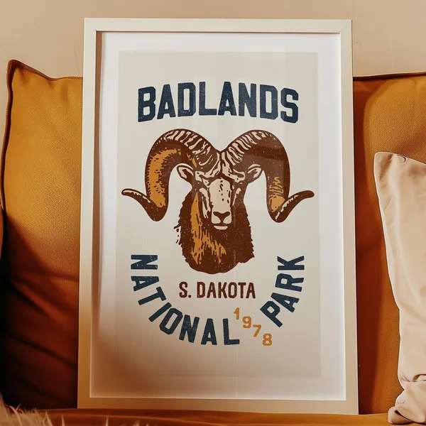 South Dakota Retro Badlands Travel Poster