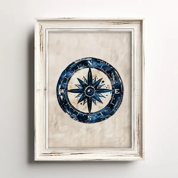 Rustic Compass Vintage Coastal Travel Poster