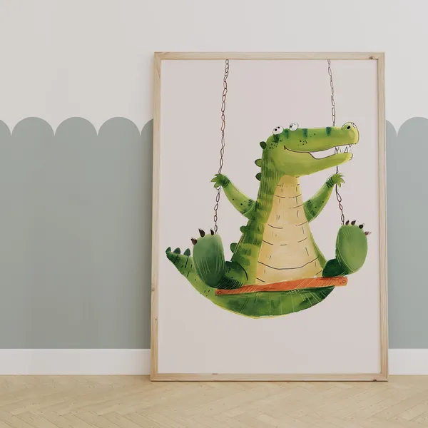 Playful Alligator Jungle Nursery Art Print