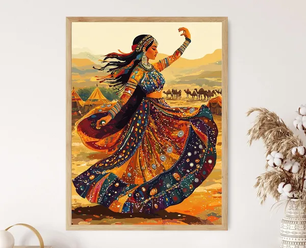 Afghan Kuchi Dance Art Print, Traditional Heritage