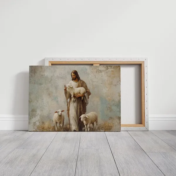 Jesus Holding A Lamb Christian Wall Art Print