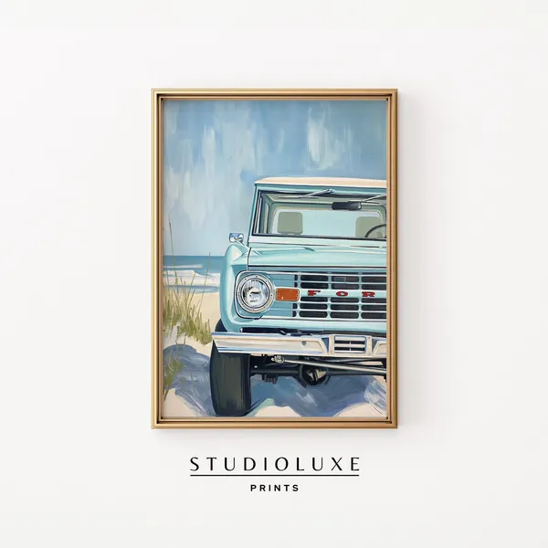 Bronco Painting Coastal Wall Art Art Print