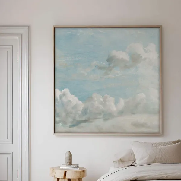Clouds in Soft Blue Sky, Impressionist Wall Art Print